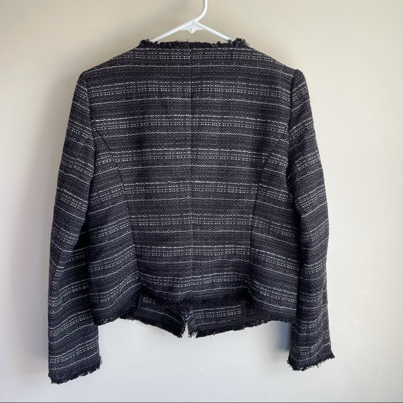 Adrienne Vittadini Gray Tweed Open Front Blazer - Picture 4 of 5